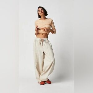 Free People Bright Eyed Low Slung Pull On Barrel Pants